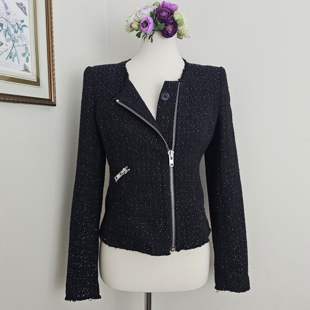 VS Body By Victoria Metallic Tweed Moto Blazer